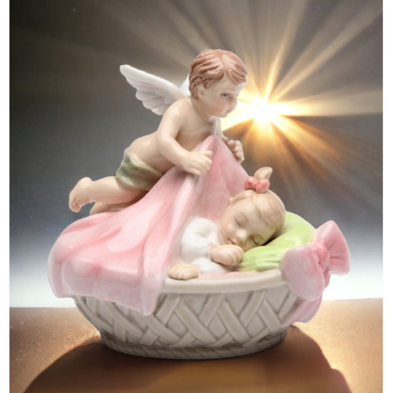 Guardian Angel with Baby Girl Figurine Gift Idea or Home Decoration Ornament